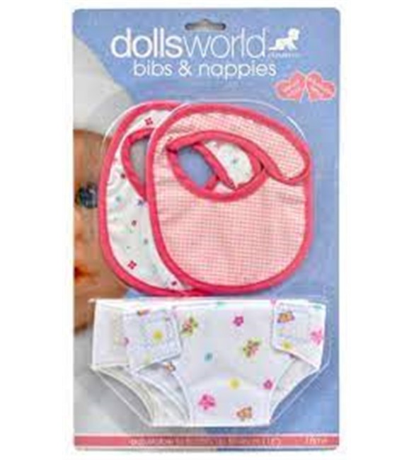 DOLLS WORLD BIBS AND NAPPIES